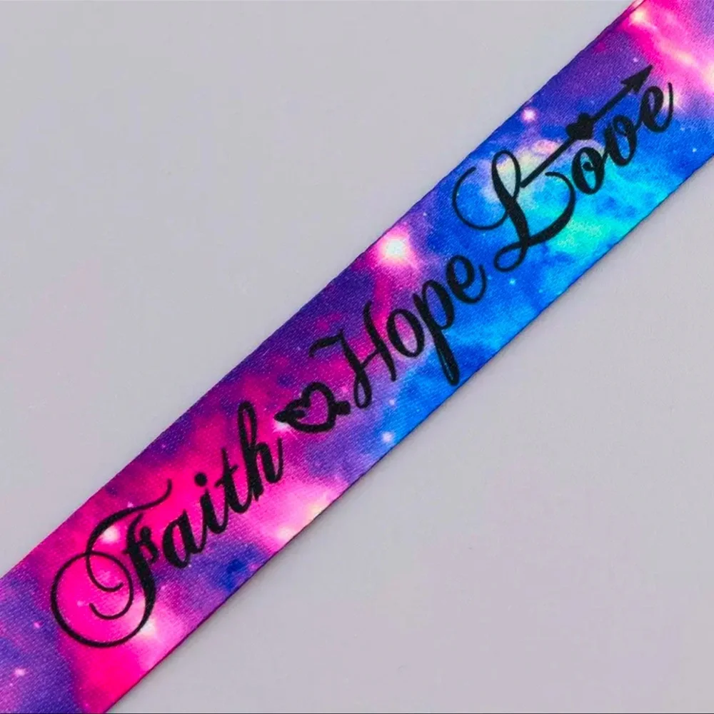 Lanyard For Keys, Keychain, Badge Holder, 1 pc, NEW, Colorful 🎁 “FAITH HOPE LOVE